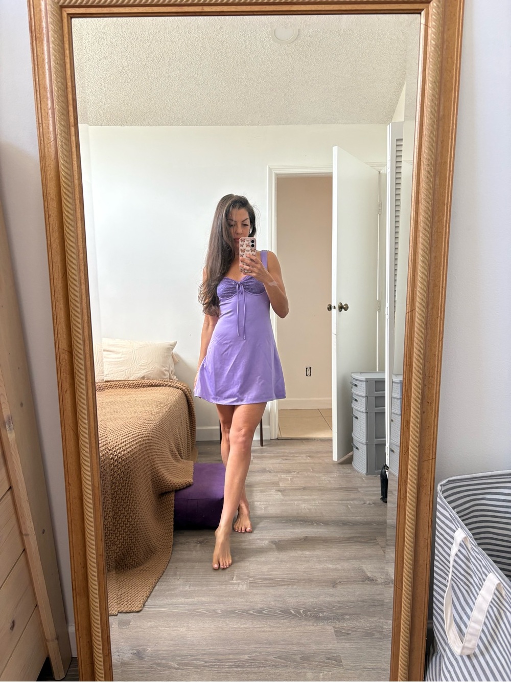 Forever 21 Lavender Tie-Front Mini Dress